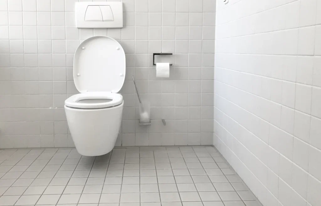 White toilet in a clean bathroom